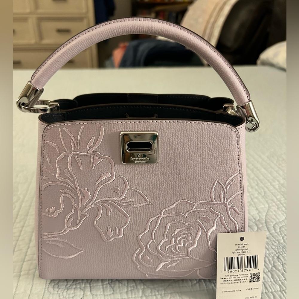 KATE SPADE PHOEBE SMALL SATCHEL CROSSBODY LEATHER BUCKET BAG FLORAL EMBROIDERY
